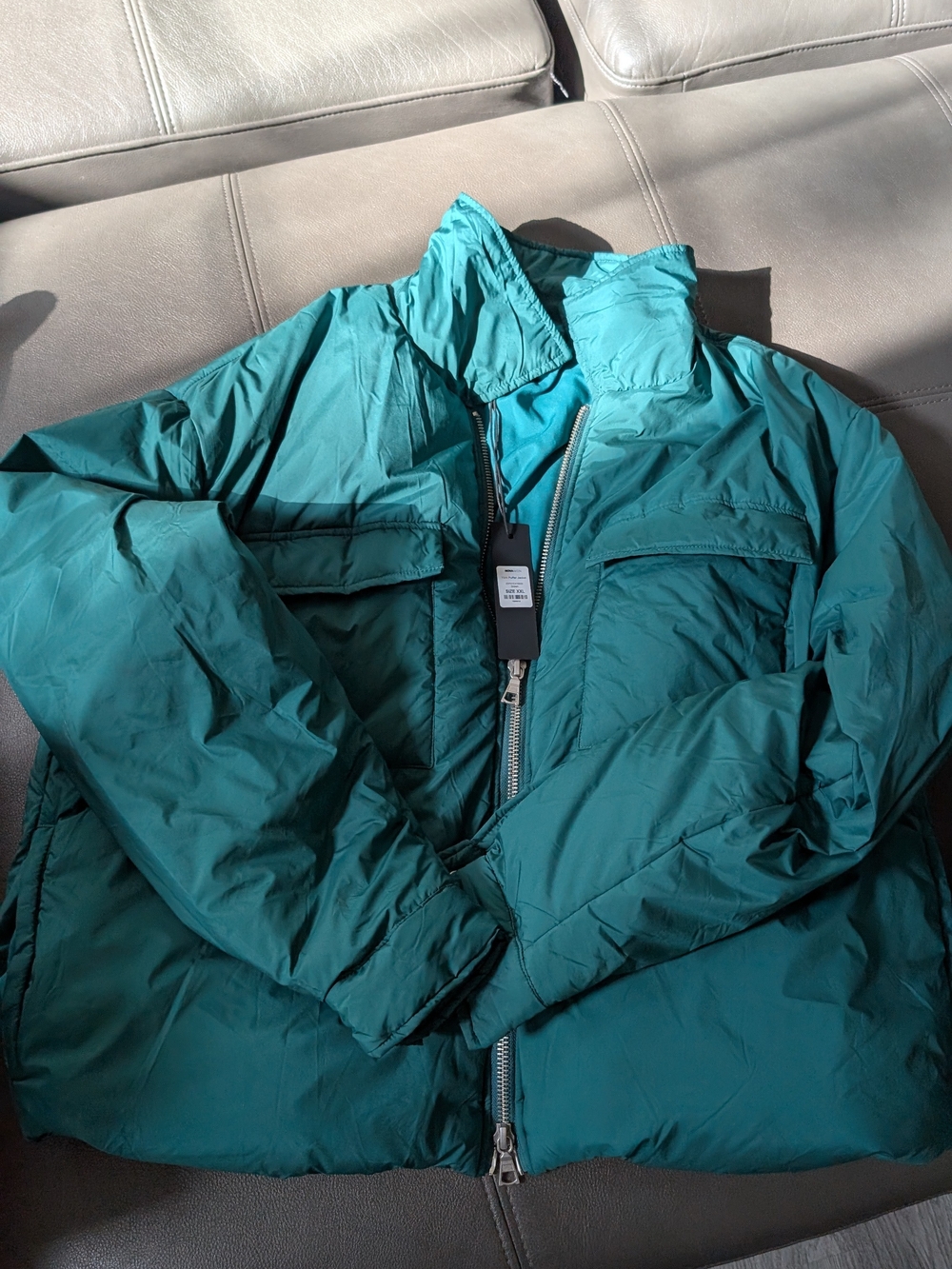 Fashion Nova Teal Men's Puffer Jacket